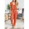 imagePRETTYGARDEN Jumpsuits for Women 2025 Spring Summer Casual Dressy Short Sleeve Romper Airport Vacation Travel OutfitsOrange Red