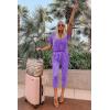 imagePRETTYGARDEN Jumpsuits for Women 2025 Spring Summer Casual Dressy Short Sleeve Romper Airport Vacation Travel OutfitsPurple