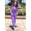 imagePRETTYGARDEN Jumpsuits for Women 2025 Spring Summer Casual Dressy Short Sleeve Romper Airport Vacation Travel OutfitsPurple