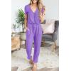 imagePRETTYGARDEN Jumpsuits for Women 2025 Spring Summer Casual Dressy Short Sleeve Romper Airport Vacation Travel OutfitsPurple