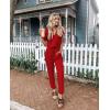 imagePRETTYGARDEN Jumpsuits for Women 2025 Spring Summer Casual Dressy Short Sleeve Romper Airport Vacation Travel OutfitsRed