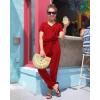 imagePRETTYGARDEN Jumpsuits for Women 2025 Spring Summer Casual Dressy Short Sleeve Romper Airport Vacation Travel OutfitsRed