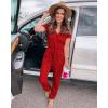 imagePRETTYGARDEN Jumpsuits for Women 2025 Spring Summer Casual Dressy Short Sleeve Romper Airport Vacation Travel OutfitsRed
