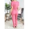 imagePRETTYGARDEN Jumpsuits for Women 2025 Spring Summer Casual Dressy Short Sleeve Romper Airport Vacation Travel OutfitsRose Pink