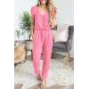 imagePRETTYGARDEN Jumpsuits for Women 2025 Spring Summer Casual Dressy Short Sleeve Romper Airport Vacation Travel OutfitsRose Pink