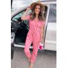imagePRETTYGARDEN Jumpsuits for Women 2025 Spring Summer Casual Dressy Short Sleeve Romper Airport Vacation Travel OutfitsRose Pink
