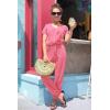 imagePRETTYGARDEN Jumpsuits for Women 2025 Spring Summer Casual Dressy Short Sleeve Romper Airport Vacation Travel OutfitsRose Pink