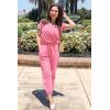 imagePRETTYGARDEN Jumpsuits for Women 2025 Spring Summer Casual Dressy Short Sleeve Romper Airport Vacation Travel OutfitsRose Pink
