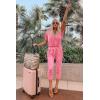 imagePRETTYGARDEN Jumpsuits for Women 2025 Spring Summer Casual Dressy Short Sleeve Romper Airport Vacation Travel OutfitsRose Pink