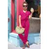 imagePRETTYGARDEN Jumpsuits for Women 2025 Spring Summer Casual Dressy Short Sleeve Romper Airport Vacation Travel OutfitsRose Red