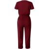 imagePRETTYGARDEN Jumpsuits for Women 2025 Spring Summer Casual Dressy Short Sleeve Romper Airport Vacation Travel OutfitsWine Red
