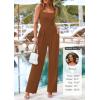 imagePRETTYGARDEN Summer Sleeveless Jumpsuits for Women Dressy Square Neck Wide Leg Pants Knitted One Piece Rompers with PocketsBrown