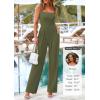 imagePRETTYGARDEN Summer Sleeveless Jumpsuits for Women Dressy Square Neck Wide Leg Pants Knitted One Piece Rompers with PocketsLight Army Green