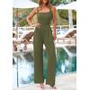 imagePRETTYGARDEN Summer Sleeveless Jumpsuits for Women Dressy Square Neck Wide Leg Pants Knitted One Piece Rompers with PocketsLight Army Green