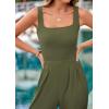 imagePRETTYGARDEN Summer Sleeveless Jumpsuits for Women Dressy Square Neck Wide Leg Pants Knitted One Piece Rompers with PocketsLight Army Green