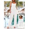 imagePRETTYGARDEN Summer Sleeveless Jumpsuits for Women Dressy Square Neck Wide Leg Pants Knitted One Piece Rompers with PocketsWhite