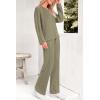 imagePRETTYGARDEN Womens 2 Piece Lounge Sets Ribbed Knit Long Sleeve V Neck Pullover Tops Wide Leg Pants Spring Fall OutfitsArmy Green