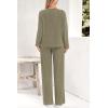 imagePRETTYGARDEN Womens 2 Piece Lounge Sets Ribbed Knit Long Sleeve V Neck Pullover Tops Wide Leg Pants Spring Fall OutfitsArmy Green