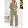 imagePRETTYGARDEN Womens 2 Piece Lounge Sets Ribbed Knit Long Sleeve V Neck Pullover Tops Wide Leg Pants Spring Fall OutfitsArmy Green