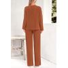 imagePRETTYGARDEN Womens 2 Piece Lounge Sets Ribbed Knit Long Sleeve V Neck Pullover Tops Wide Leg Pants Spring Fall OutfitsYellow Brown