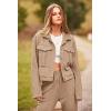 imagePRETTYGARDEN Womens 2025 Winter 2 Piece Outfit Tracksuit Long Sleeve Button Down Shacket Jacket Pockets Long Pants Casual SetDark Khaki