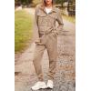 imagePRETTYGARDEN Womens 2025 Winter 2 Piece Outfit Tracksuit Long Sleeve Button Down Shacket Jacket Pockets Long Pants Casual SetDark Khaki