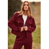 imagePRETTYGARDEN Womens 2025 Winter 2 Piece Outfit Tracksuit Long Sleeve Button Down Shacket Jacket Pockets Long Pants Casual SetWine Red