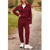 imagePRETTYGARDEN Womens 2025 Winter 2 Piece Outfit Tracksuit Long Sleeve Button Down Shacket Jacket Pockets Long Pants Casual SetWine Red