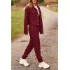 imagePRETTYGARDEN Womens 2025 Winter 2 Piece Outfit Tracksuit Long Sleeve Button Down Shacket Jacket Pockets Long Pants Casual SetWine Red