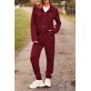 imagePRETTYGARDEN Womens 2025 Winter 2 Piece Outfit Tracksuit Long Sleeve Button Down Shacket Jacket Pockets Long Pants Casual SetWine Red
