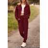 imagePRETTYGARDEN Womens 2025 Winter 2 Piece Outfit Tracksuit Long Sleeve Button Down Shacket Jacket Pockets Long Pants Casual SetWine Red