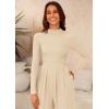 imagePRETTYGARDEN Womens Jumpsuit Dressy Casual Spring Fall Fashion One Piece Outfits Long Sleeve Mock Neck Wide Leg Pants RompersBeige