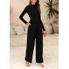 imagePRETTYGARDEN Womens Jumpsuit Dressy Casual Spring Fall Fashion One Piece Outfits Long Sleeve Mock Neck Wide Leg Pants RompersBlack