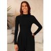 imagePRETTYGARDEN Womens Jumpsuit Dressy Casual Spring Fall Fashion One Piece Outfits Long Sleeve Mock Neck Wide Leg Pants RompersBlack