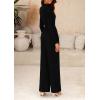 imagePRETTYGARDEN Womens Jumpsuit Dressy Casual Spring Fall Fashion One Piece Outfits Long Sleeve Mock Neck Wide Leg Pants RompersBlack