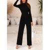 imagePRETTYGARDEN Womens Jumpsuit Dressy Casual Spring Fall Fashion One Piece Outfits Long Sleeve Mock Neck Wide Leg Pants RompersBlack