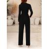 imagePRETTYGARDEN Womens Jumpsuit Dressy Casual Spring Fall Fashion One Piece Outfits Long Sleeve Mock Neck Wide Leg Pants RompersBlack