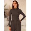 imagePRETTYGARDEN Womens Jumpsuit Dressy Casual Spring Fall Fashion One Piece Outfits Long Sleeve Mock Neck Wide Leg Pants RompersCoffee