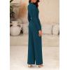 imagePRETTYGARDEN Womens Jumpsuit Dressy Casual Spring Fall Fashion One Piece Outfits Long Sleeve Mock Neck Wide Leg Pants RompersLake Blue