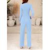 imagePRETTYGARDEN Womens Jumpsuit Dressy Casual Spring Fall Fashion One Piece Outfits Long Sleeve Mock Neck Wide Leg Pants RompersLight Blue