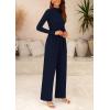 imagePRETTYGARDEN Womens Jumpsuit Dressy Casual Spring Fall Fashion One Piece Outfits Long Sleeve Mock Neck Wide Leg Pants RompersNavy