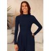 imagePRETTYGARDEN Womens Jumpsuit Dressy Casual Spring Fall Fashion One Piece Outfits Long Sleeve Mock Neck Wide Leg Pants RompersNavy