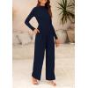 imagePRETTYGARDEN Womens Jumpsuit Dressy Casual Spring Fall Fashion One Piece Outfits Long Sleeve Mock Neck Wide Leg Pants RompersNavy