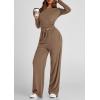 imagePRETTYGARDEN Womens Spring Fall Two Piece Outfits Tracksuits Long Sleeve Crop Tee Shirts Wide Leg Pants Matching Lounge SetsCamel