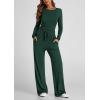 imagePRETTYGARDEN Womens Spring Fall Two Piece Outfits Tracksuits Long Sleeve Crop Tee Shirts Wide Leg Pants Matching Lounge SetsDark Green