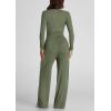 imagePRETTYGARDEN Womens Spring Fall Two Piece Outfits Tracksuits Long Sleeve Crop Tee Shirts Wide Leg Pants Matching Lounge SetsLight Army Green
