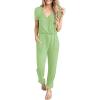 imagePRETTYGARDEN Jumpsuits for Women 2025 Spring Summer Casual Dressy Short Sleeve Romper Airport Vacation Travel OutfitsLight Green