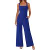 imagePRETTYGARDEN Summer Sleeveless Jumpsuits for Women Dressy Square Neck Wide Leg Pants Knitted One Piece Rompers with PocketsBlue