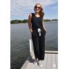 imagePRETTYGARDEN One Piece Jumpsuits for Women 2025 Summer Casual Drawstring Sleeveless Tank Romper Beach Vacation OutfitsAblack