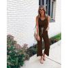 imagePRETTYGARDEN One Piece Jumpsuits for Women 2025 Summer Casual Drawstring Sleeveless Tank Romper Beach Vacation OutfitsZcoffee